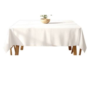 Picture of Polyester Tablecloth Stain Resistant Woven Design White 70" x 120"